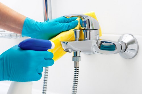 Bathroom fixtures restored during a deep cleaning process